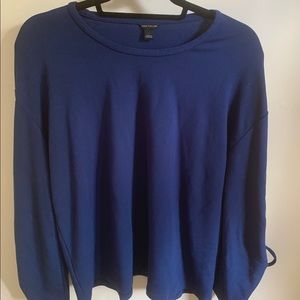 Flowy Blue Cotton Blouse with Tie Sleeves